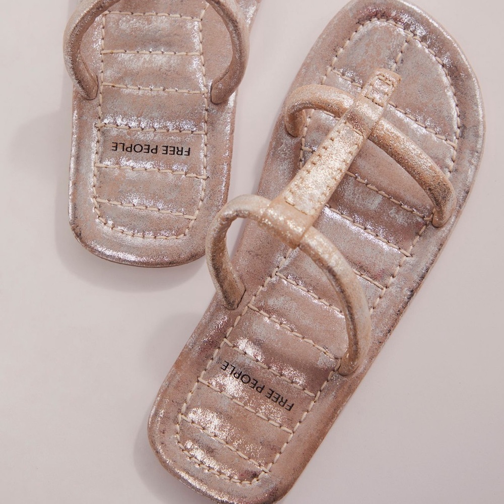 Free People Hadden Sandals in Champagne Metalic